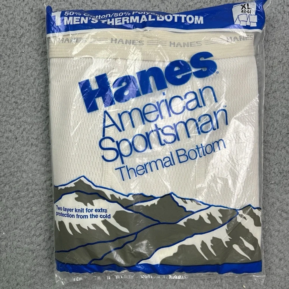 Vintage Hanes Thermal Bottom Long Underwear XL American Sportsman USA 80s